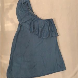 Zara Denim One Shoulder Dress